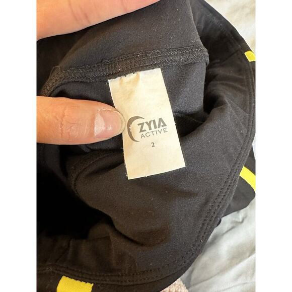 Zyia Active 7/8‎ Leggings Black Neon Tape Luxe Hi-Rise Womens Size 2 - Picture 4 of 4